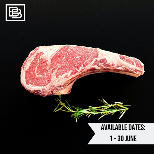 30 Days Dry Aged Brewer's Spent Grain & Koji Rice Tender Valley Black Angus Grain Fed Rib Eye on the Bone MB3+ [1-1.1kg]