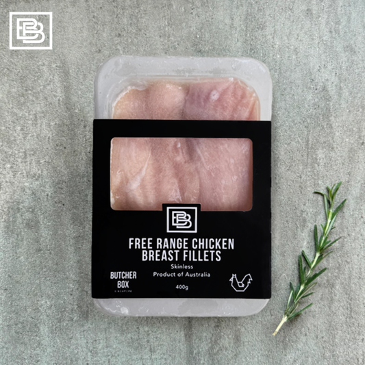 Australian Certified Free Range Chicken Breast Fillet Skinless, Boneless Frozen [400g+/-]