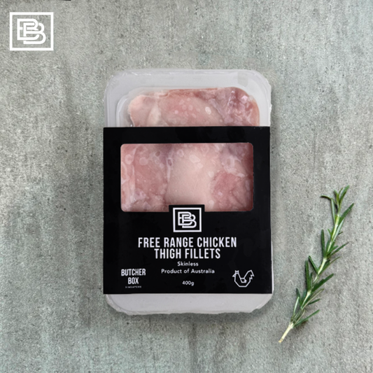 Australian Certified Free Range Chicken Thigh Skinless, Boneless Frozen [400g+/-]