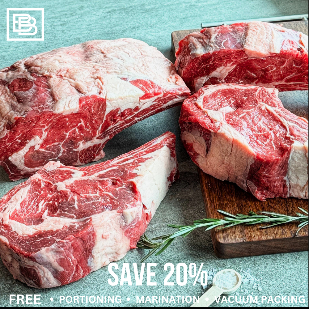 King Island Yearling Grass Fed Rib Eye On Bone - Whole Slab ($300 Deposit, Balance Payment To Update Before Delivery)