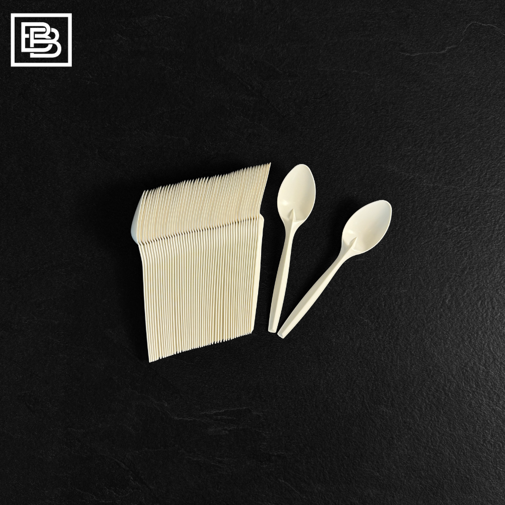 Disposable White Plastic Spoons, 7-Inch [50pcs]