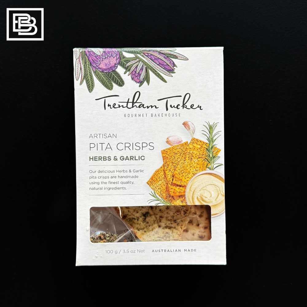 Christmas Trentham Tucker Artisan Pita Crisps - Herb & Garlic [100g]