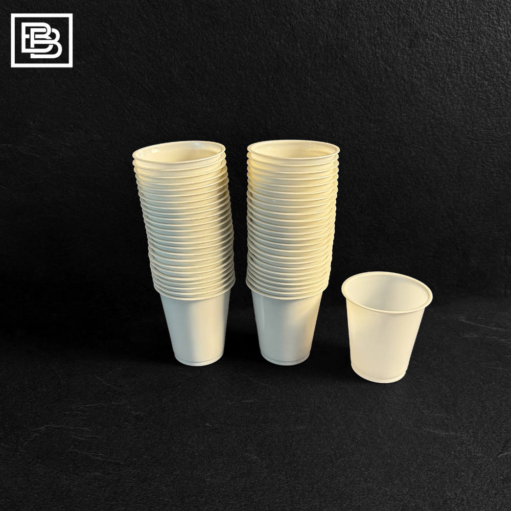 Disposable White Plastic Cups, 7oz. [50pcs] – Butcher Box SG