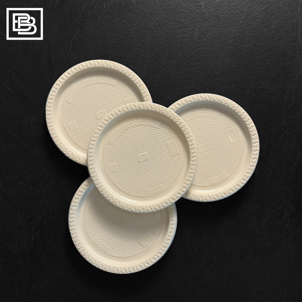 Disposable White Plastic Plates, 9-Inch [50pcs]