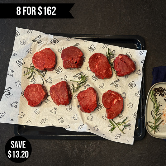 King Island Yearling Angus Grass Fed Tenderloin Steak [8 x 180-200g] [1.4-1.6kg]
