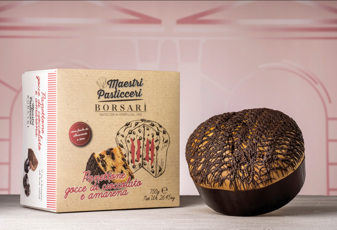 Christmas Borsari Panettone Amarena Cherry Cream with Dark Chocolate Drops [500g]