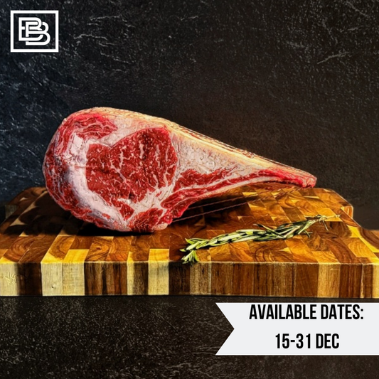 Christmas 30-40 Days Dry Aged Tender Valley Grain Fed MB3+ Rib Eye On The Bone for Roast [Add On Options Available]