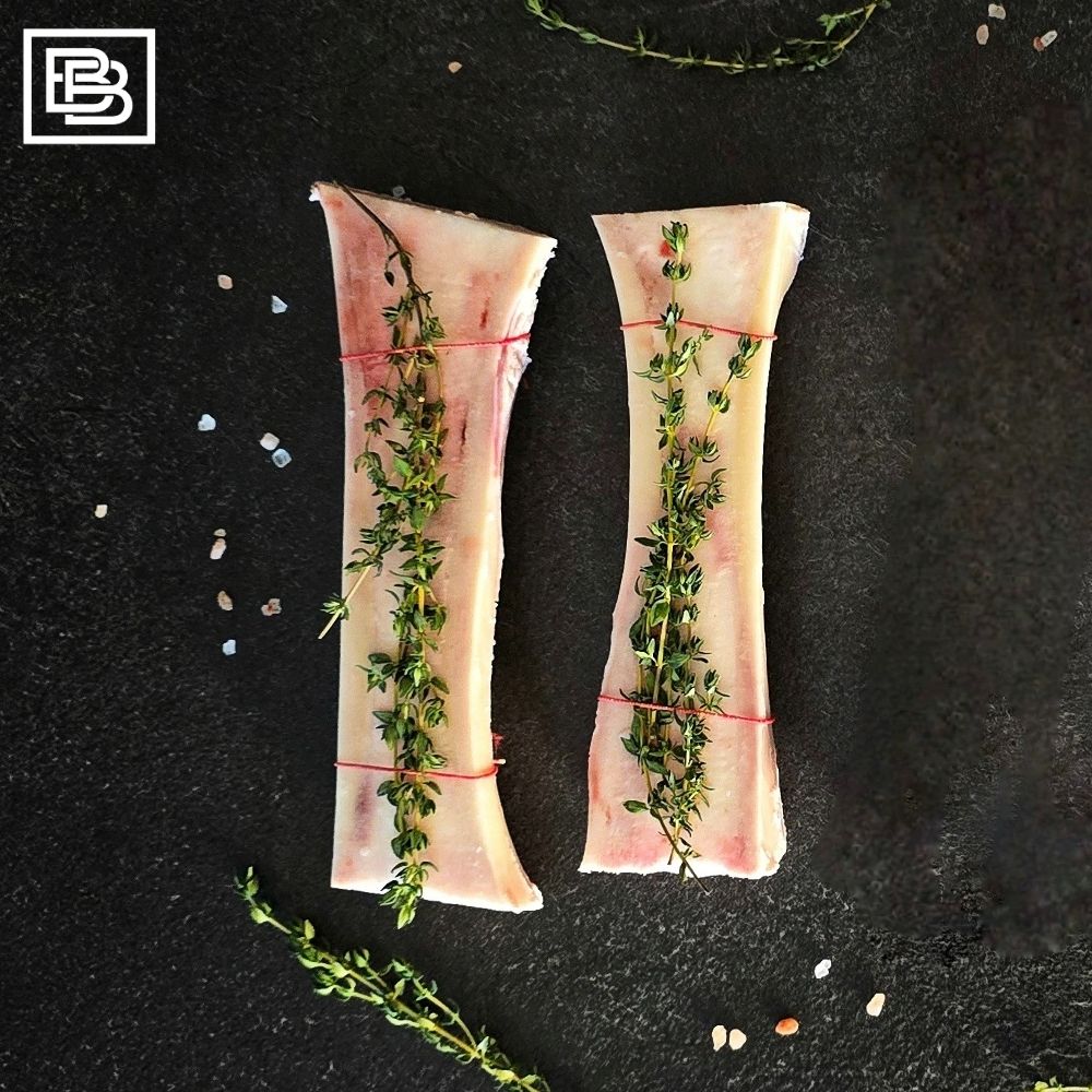 King Island Yearling Angus Grass Fed Ready Roast Marrow Bones Split 2pcs [680-740g]