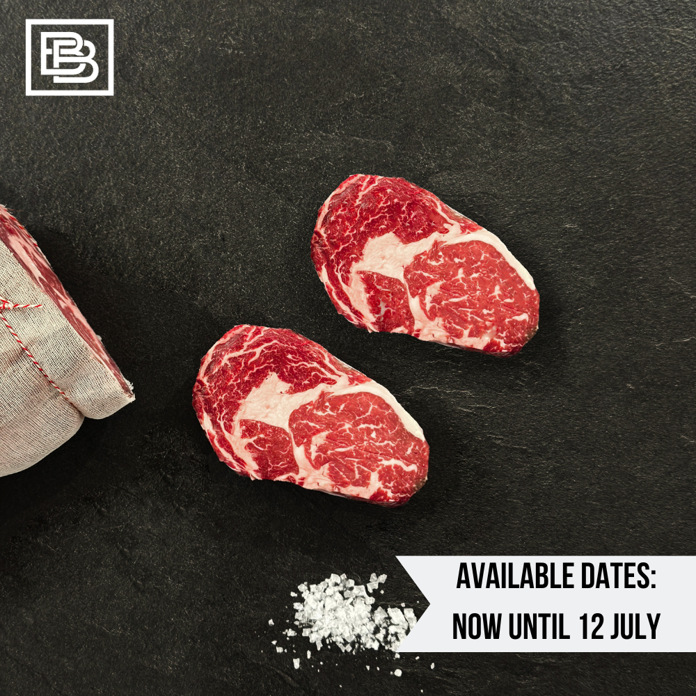 30-40 Days Dry Aged Rum Tender Valley Grain Fed MB3+ Black Angus Rib Eye Steak [Weight Options Available]