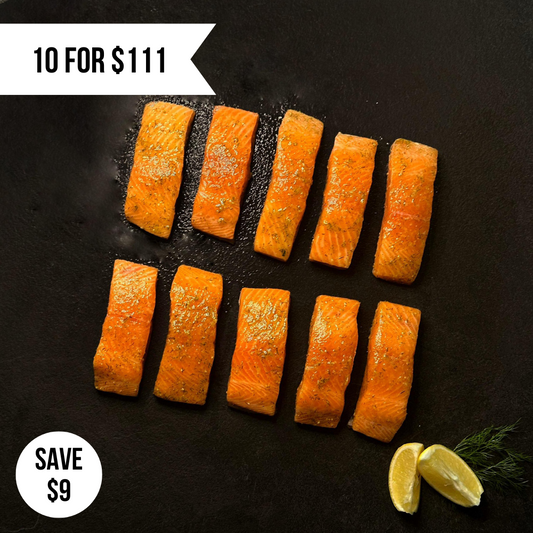 10pkts x 150g Frozen Lemon & Dill Akaroa NZ King Salmon Portions