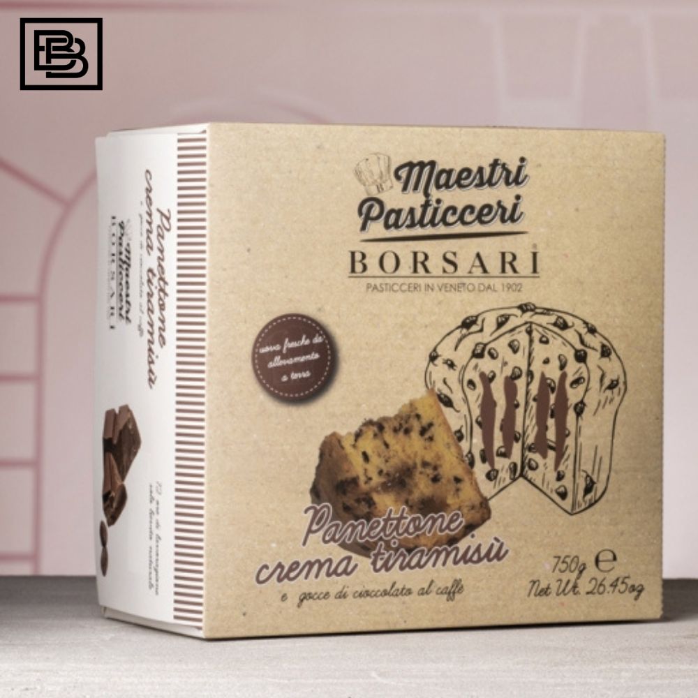 Borsari Panettone Coffee Chocolate Drops & Tiramisu Cream Box [500g]