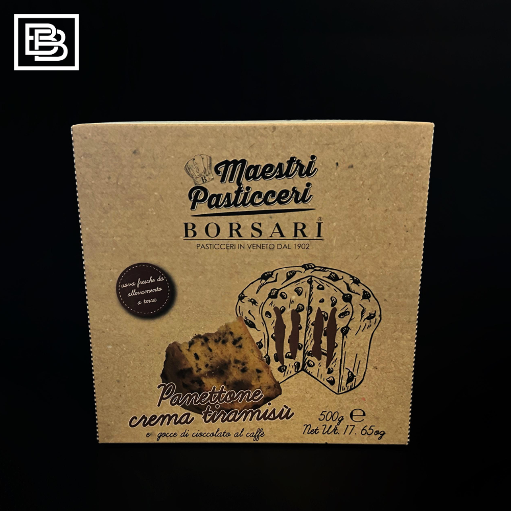 Borsari Panettone Coffee Chocolate Drops & Tiramisu Cream Box [500g]